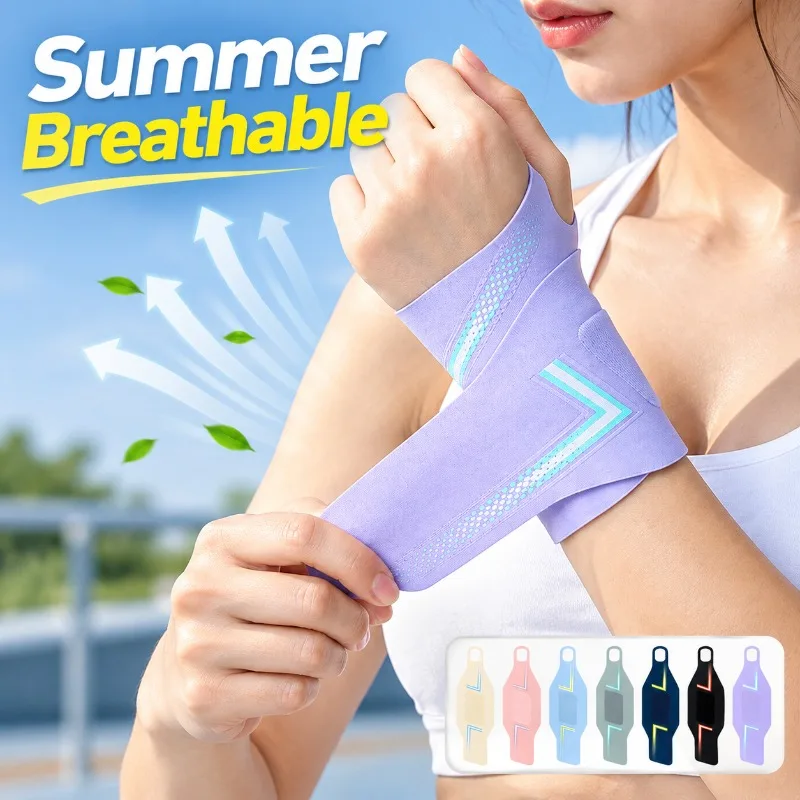 Summer Breathable Compression Wrist Support Sleeve for Sports Fitness Badminton Sweat Absorption Wrist Sprain Joint Fixation