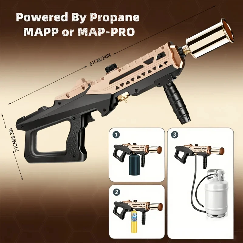 Multi-Use Tactical Torch Gun, Adjustable Flame Camping Lighter for BBQ, Cooking & Outdoor Survival