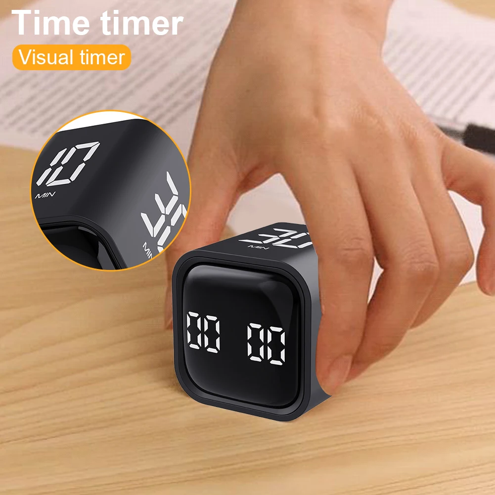 Rotating Pomodoro Timer Desk Productivity Timer W/Gravity Sensor, Cube Timer for ADHD, Vibration/High/Low Volume/Custom Modes