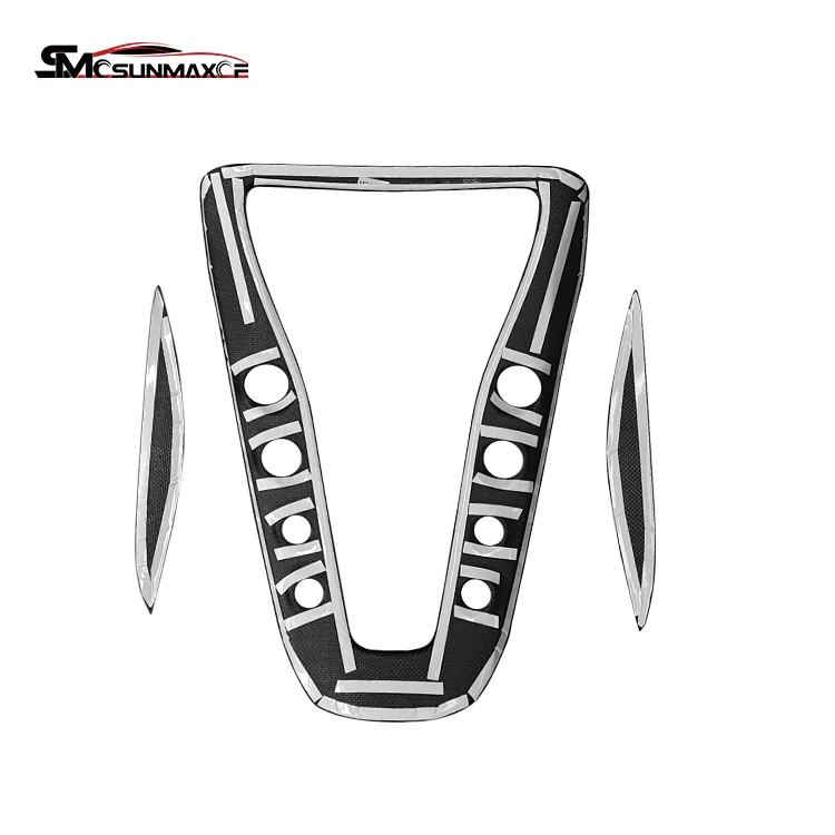 Sunmax حقيقية 3K قبل preg ألياف الكربون الداخلية مركز وحدة التحكم والعتاد التحول لوحة الكسوة لمرسيدس بنز AMG GT GTS GTR 2016-2018