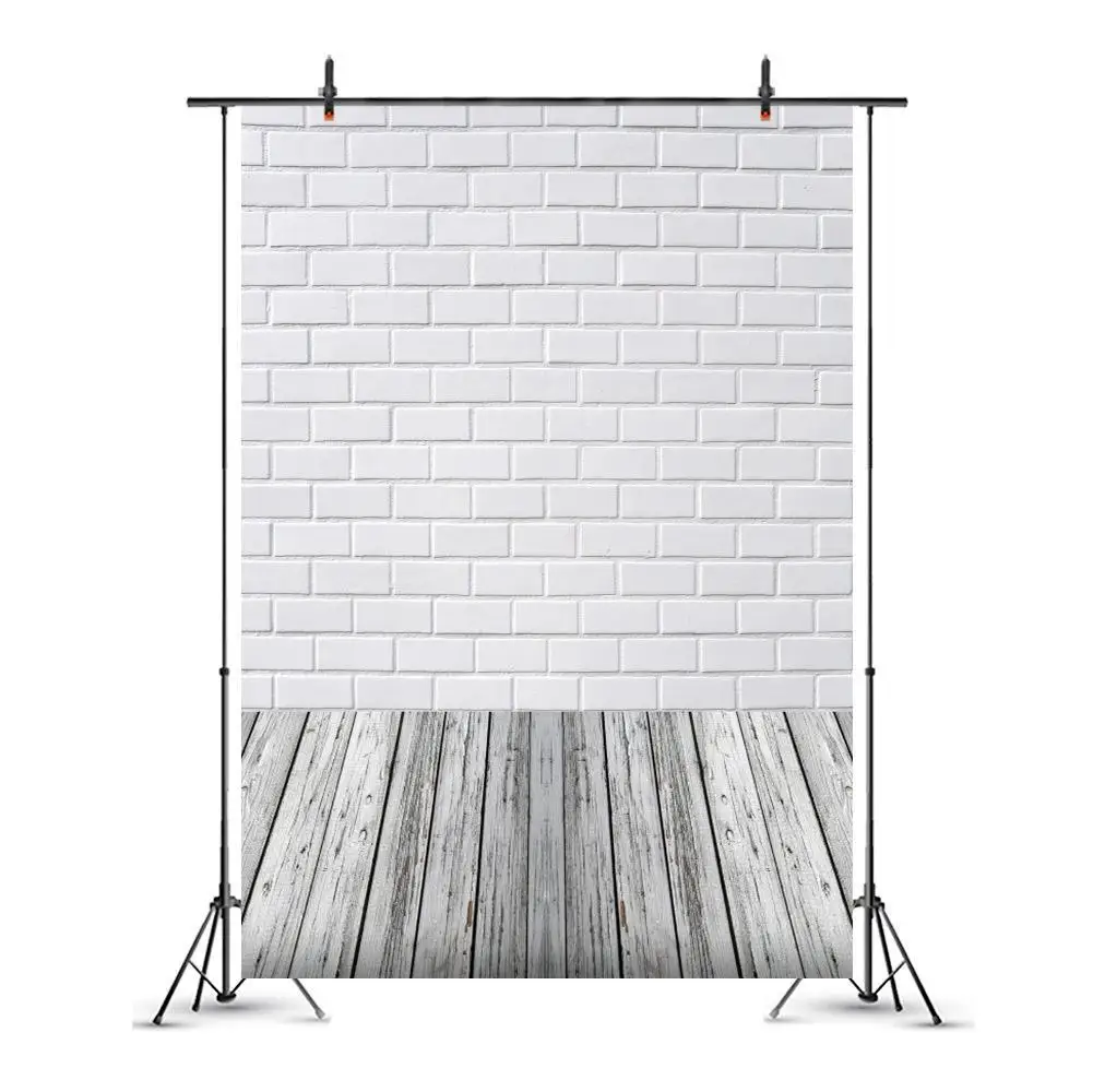 بلاط محاكاة أبيض بسيط وألواح خشبية ، تصوير فينيل ، ديكور تصوير صورة ، خلفية تصوير ضوئي لزينة استوديو الصور