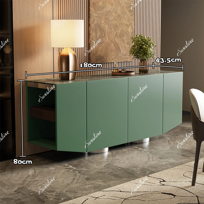 Italian minimalist dining side cabinet luxury stone living room wall storage decorative cabinet