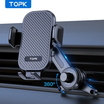 TOPK 차량용 휴대폰 거치대 스탠드, 확장 암 3 포인트 지지대, 확장 가능한 금속 후크, 우수한 안정성, 자동차 통풍구용 휴대폰 마운트 