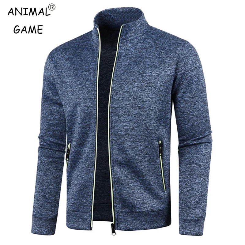 Sudadera con cremallera y cuello levantado para hombre, chaquetas de primavera, suéter con cremallera, Top con múltiples bolsillos para exteriores,