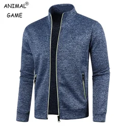 Sudadera con cremallera y cuello levantado para hombre, chaquetas de primavera, suéter con cremallera, Top con múltiples bolsillos para exteriores, Color sólido, 4XL