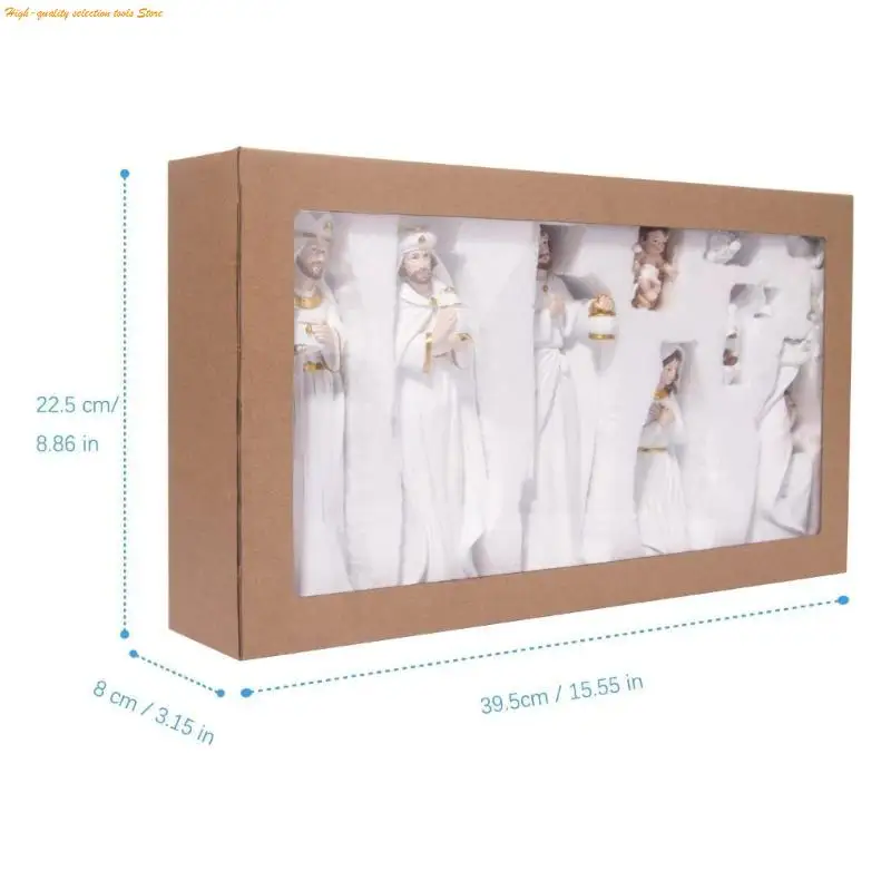 203F Jesus Nativity Scene Bức tượng Giáng sinh Manger Trang trí bộ thông thái nhựa