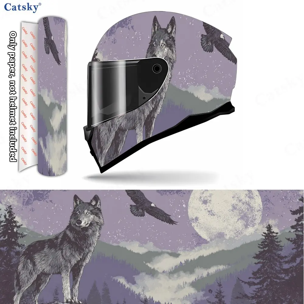 

Виниловые накидки на шлем Majesty Nordic Wolf Moonlight Forest, водонепроницаемые, устойчивые к царапинам, наклейки на анфас, прочный ПВХ Artis