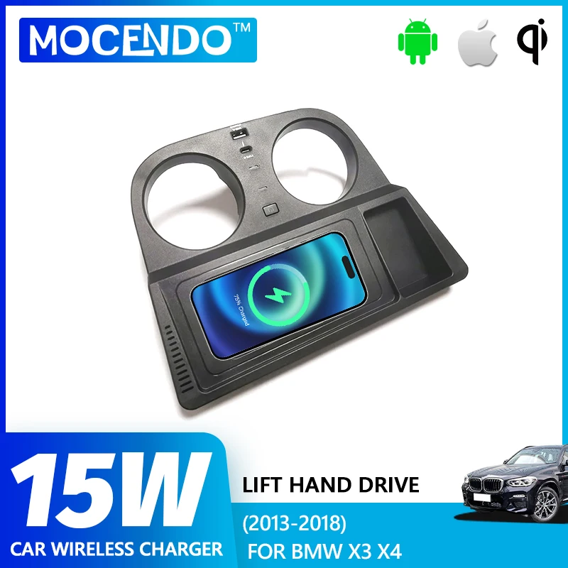 

Car wireless charger for BMW X3 F25 X4 F26 2014-2018 15w fast phone charger charging holder accessories