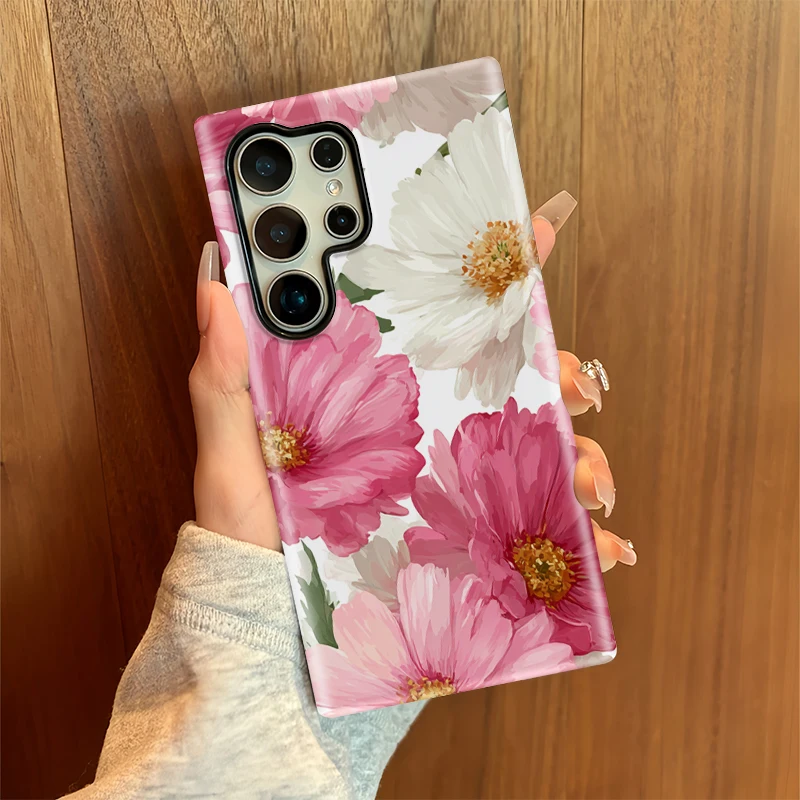 Чехол для телефона Fcicicase для Samsung Galaxy A16 A26 A36 A56 S25 Ultra S24 Plus S23+ S20 FE, противоударный матовый чехол с цветочной росписью