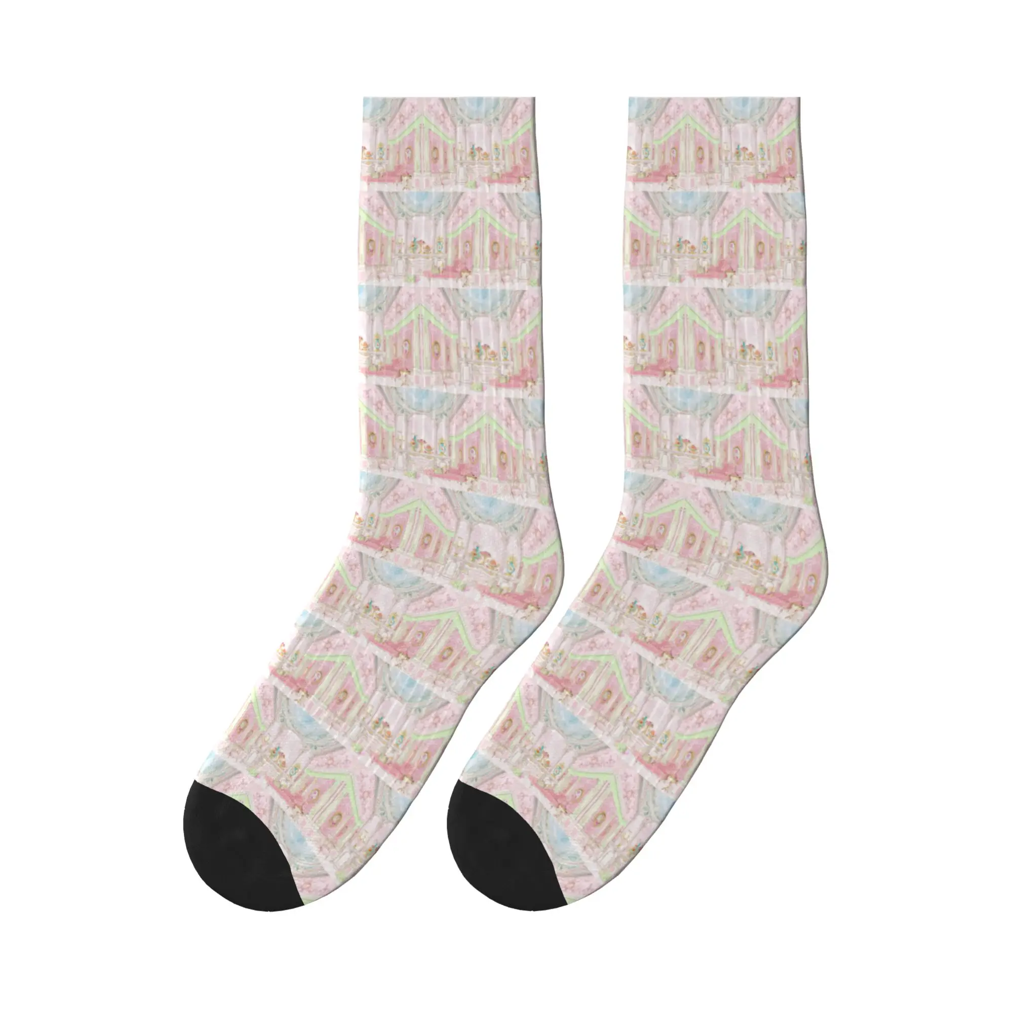 

French Patisserie Marie Antoinette Pink Cake shop diorama Sports Socks Super Soft Stockings All Season Long Socks for Man Woman