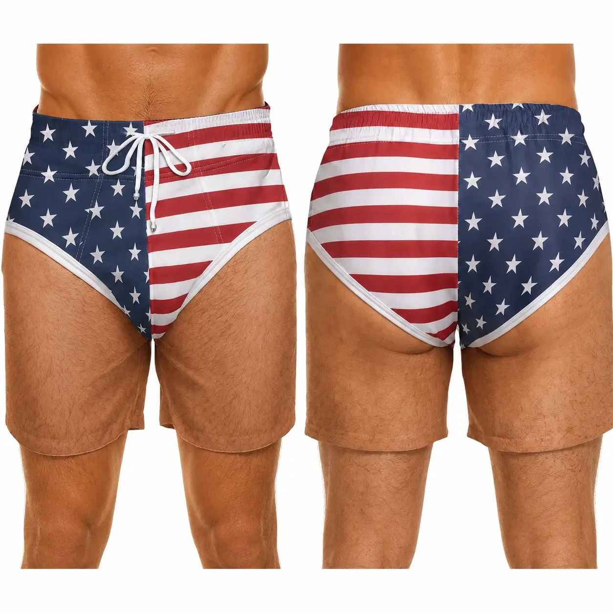 Men's Novelty Patriotic Swim Trunks American Flag Freedom Quick Dry Beach Shorts Funny Ugly Summer Hawaiian Shirt Vacation Gift