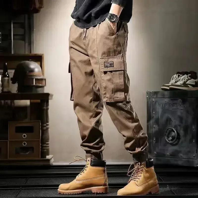 Trousers Man Multipockets Cargo Pants for Men Khaki Multi Pocket Korean Stacked Work Wear Cheap Slacks Big Size Baggy New In