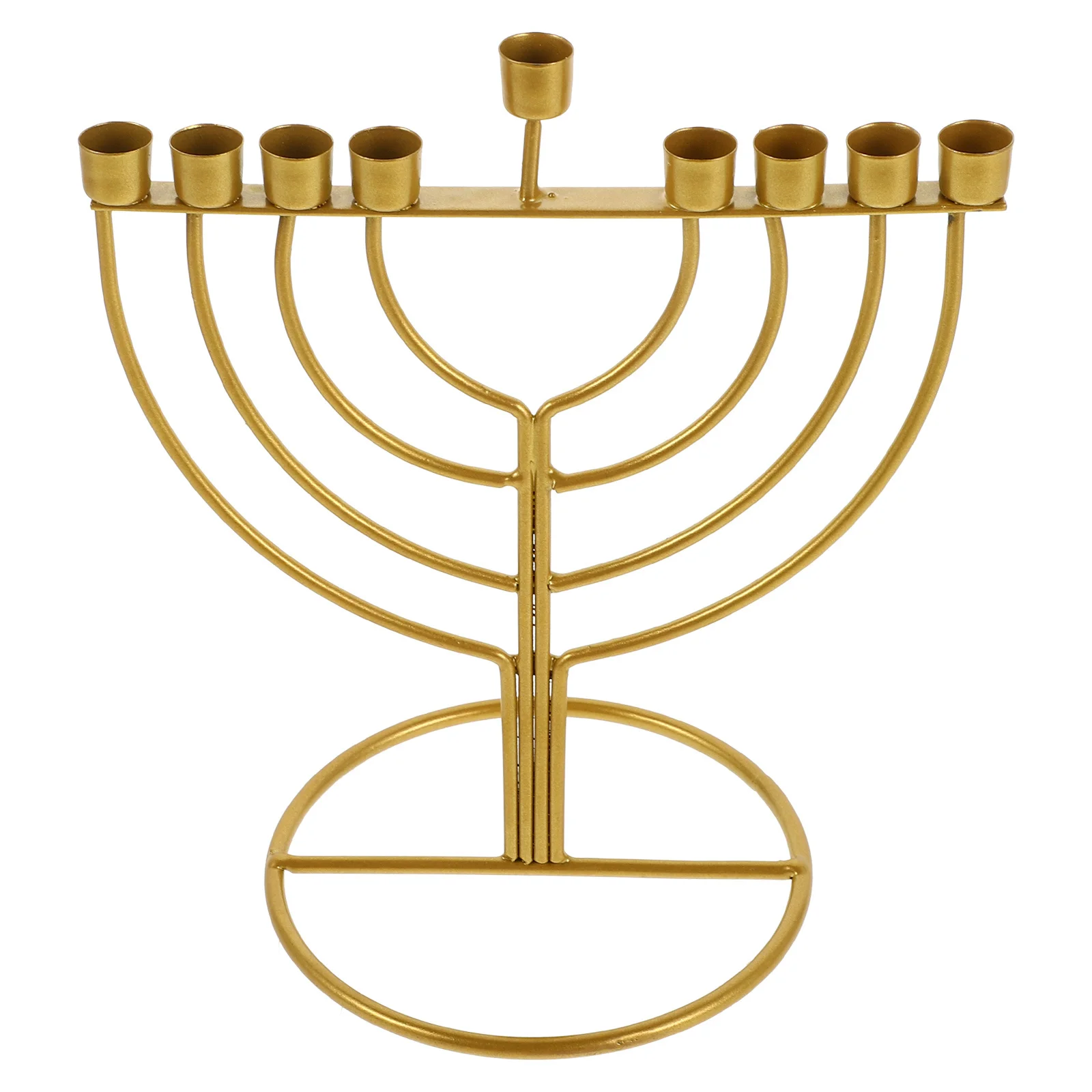 

Hanukkah Menorah Holder 9-Branch Alloy Pillar Stand Tabletop Classic Religious Candlestick Decor