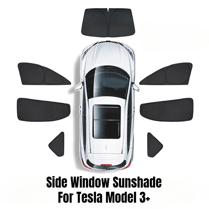 

Side Window Sunshade for 2024 Tesla New Model 3+ Highland Front Rear Windshield Gear Heat Insulation Privacy Curtain Accessories