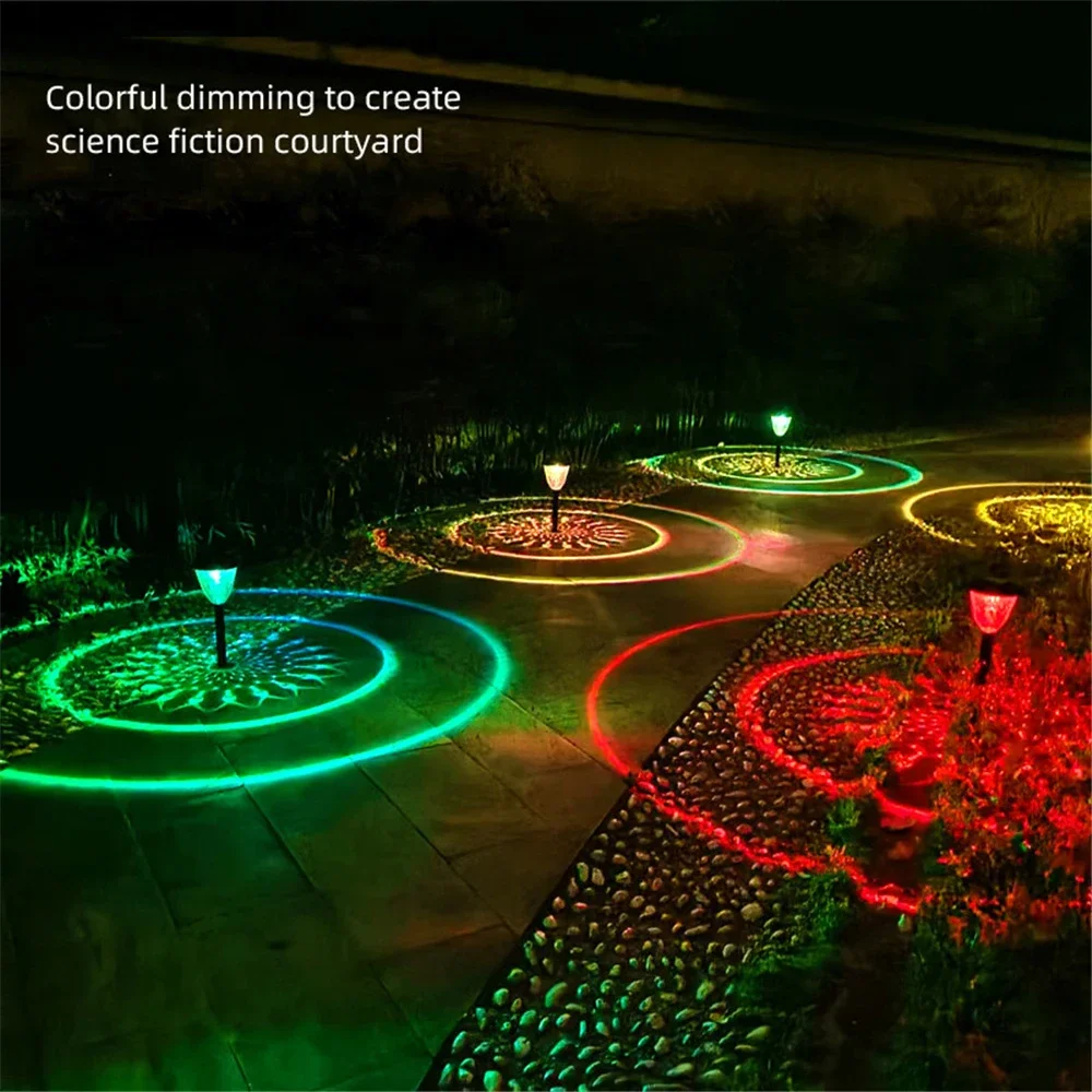 1-4Pack Solar Pathway Lights Outdoor Waterproof Round Circel Pattern On The Ground Light The Way for Yard Garden Path Walkway