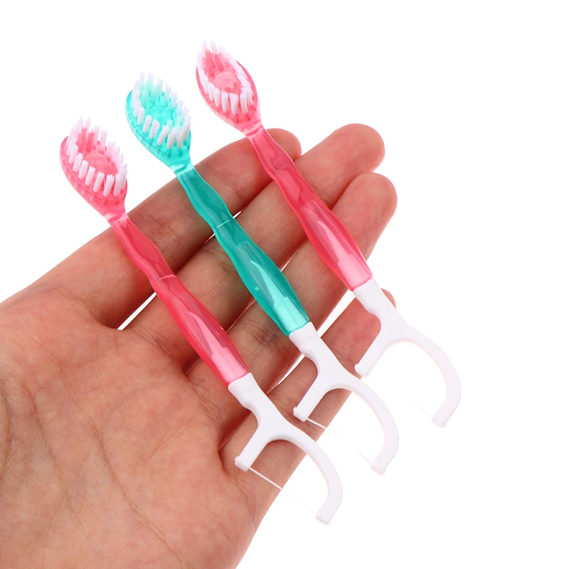 12Pcs/Set Mini Toothbrush Burst Bead Toothbrush Free Floss Portable Oral Care Tool Free Floss Disposable Soft Hair Toothbrushes