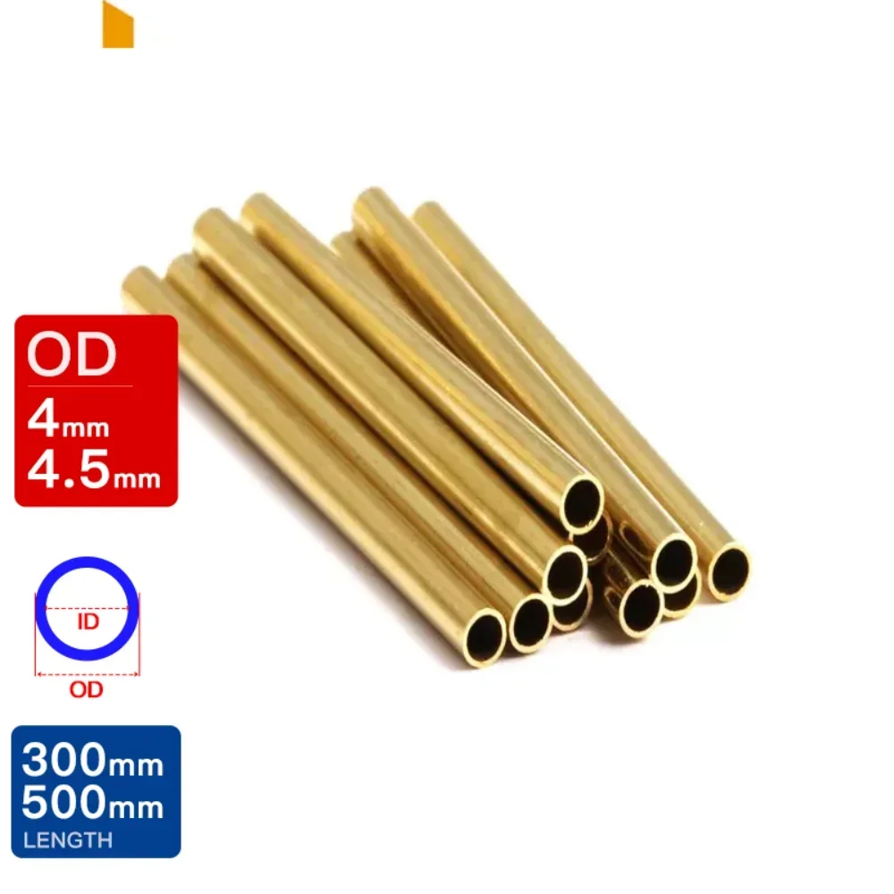 

5pcs-8pcs Brass pipe outer diameter 4 4.5mm length 300 500mm OD 4mm 4.5mm Hollow straight round Thin Brass tube piping