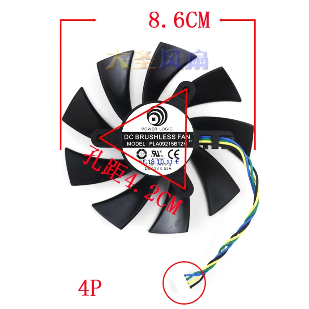 Ventilateur refroidisseur 09215B12H 12V 0,55 A 4 fils 4 broches, sur mesure, pour gelée N460GTX N560GTX 570 580GTX HD6870