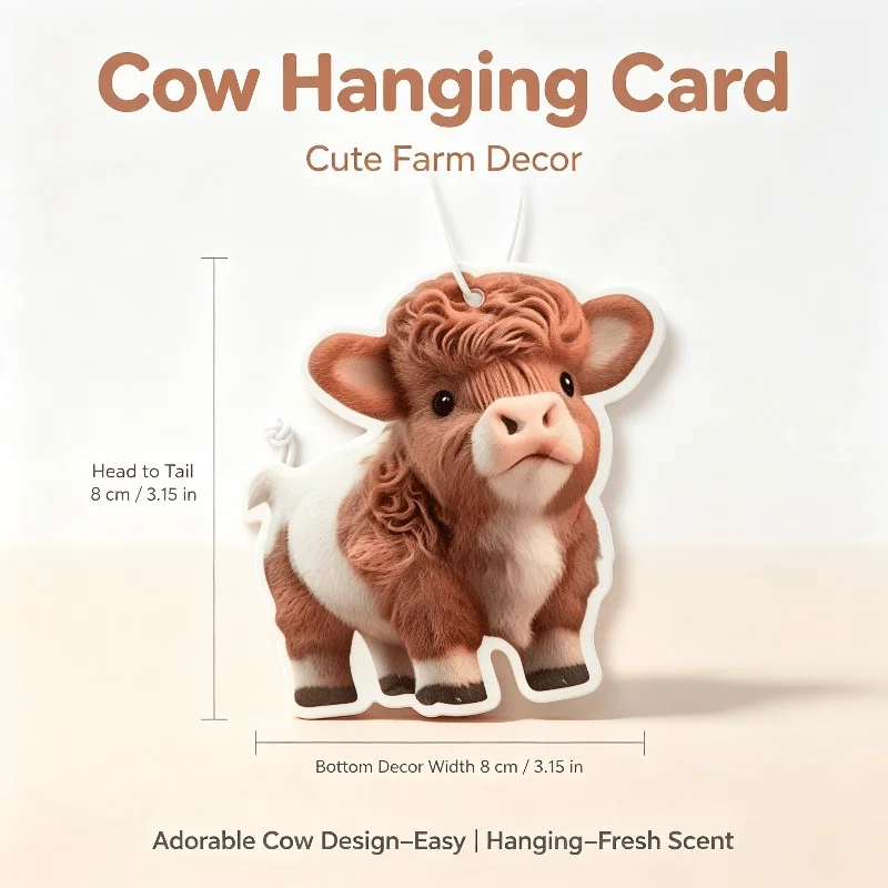 Car Air Freshener Cute Highland Cow Hanging Scented Card, Cartoon Farm Cow Fragrance Pendant, Rural Style Auto Interior Decor