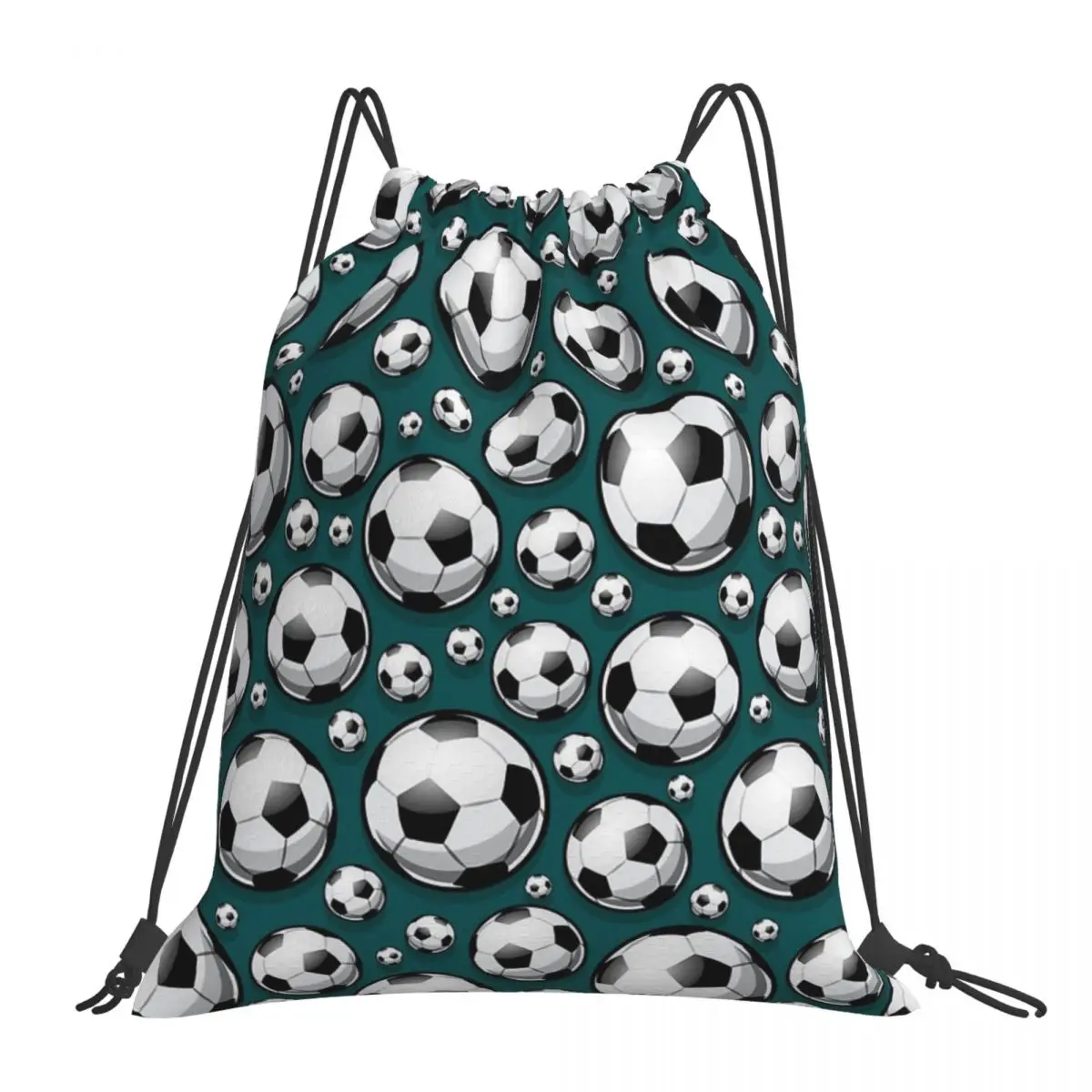 Soccer Ball Balls Pattern Blue Football Sport Sports Backpacks Drawstring Bags Drawstring Bundle Pocket Book Bags For Man Woman