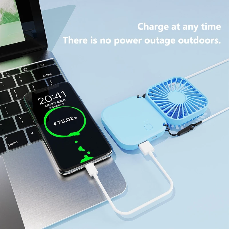 Xiaomi Mini Handheld Fan Mute Foldable Fan Multi-functional Turbine USB Rechargeable Portable Hanging Neck Fan Mini Table Fan