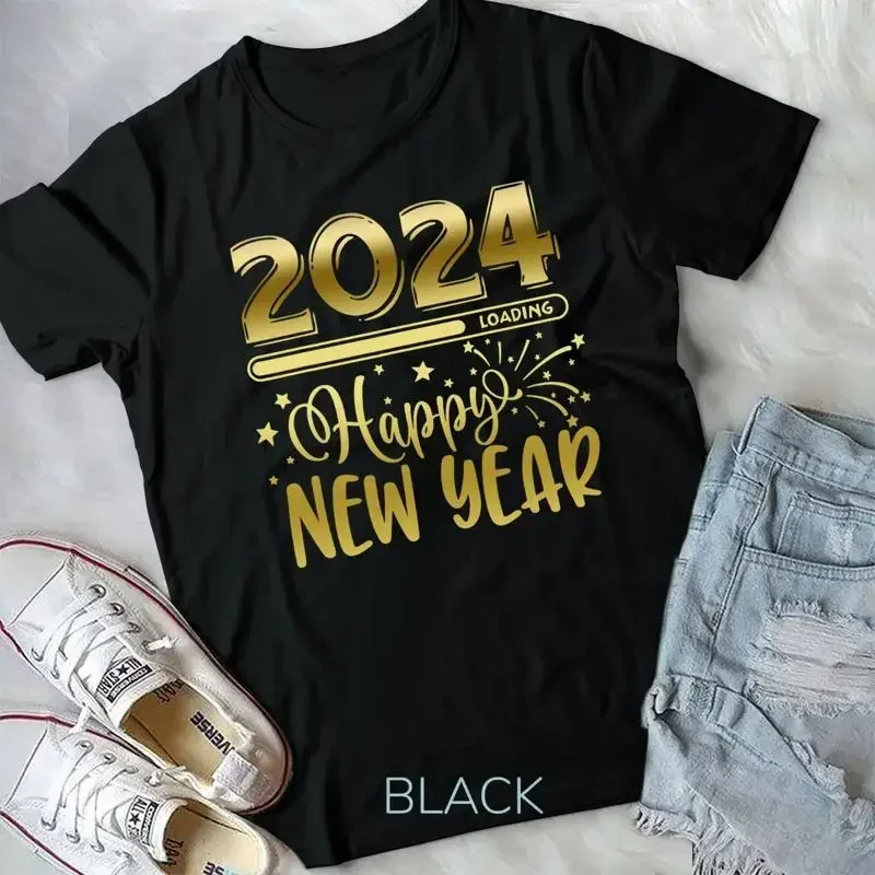 Gold New Years Eve Party Supplies 2024 Happy New Year Unisex T shirt
