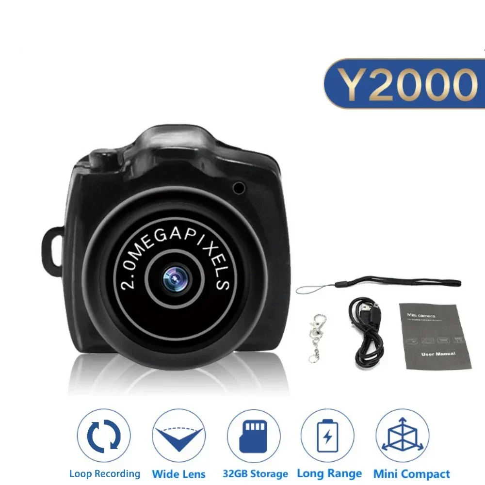 Y2000 Крошечная камера HD-видео-аудио-рекордер Автомобильная спортивная микро-камера Веб-камера с микрофоном Видеокамера 20 Вт Маленькая DV-видеорегистратор Безопасность Секретная няня