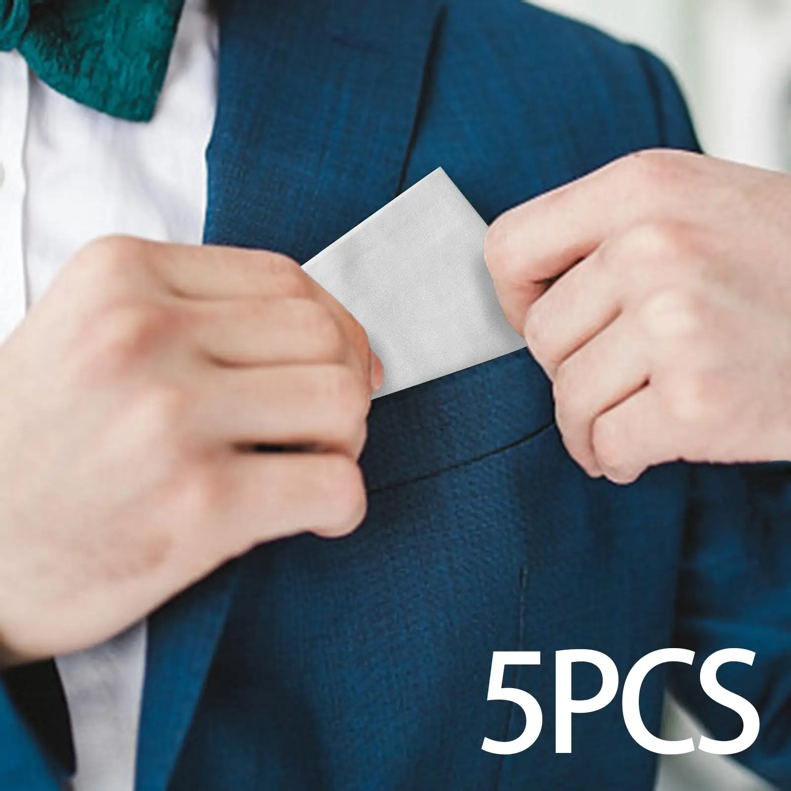 

5Pcs Men's White Gifts Pocket Square Hankies for Weddings Prom