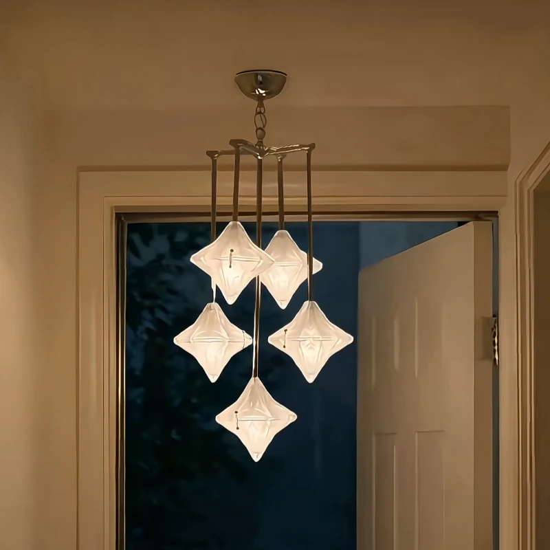 

Современная алюминиевая стеклянная люстра в стиле Баухаус, подвесной светильник, лампа для спальни, гостиной, офиса, домашний декоративный светильник