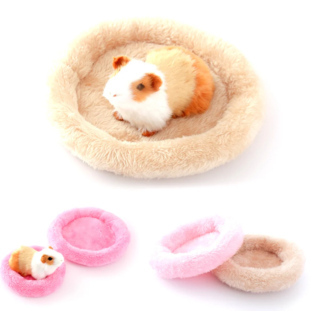 3Pcs Durable Warm Pet Bed Pad Portable Easy Clean for Small Animals Hamster Squirrel Mice Cushion L Size Random Color