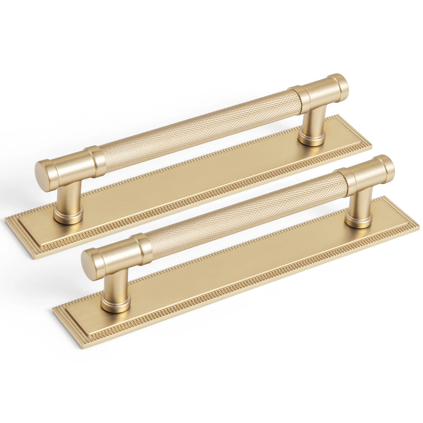 Goo-Ki 2 Pack Antique Brass Cabinet Pulls with Backplate 5.04' C-C Vintage Brass Bar Drawer Pulls Dresser Handles with Spacer Zinc Alloy Kitchen Cabinet Hardware