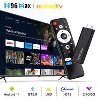 H96 MAX H313 mini TV Stick Android14 Quad Core Wifi6 BT5.0 4K@60fps ATV Launcher Google Voice Assistant Media Player AI TV Stick