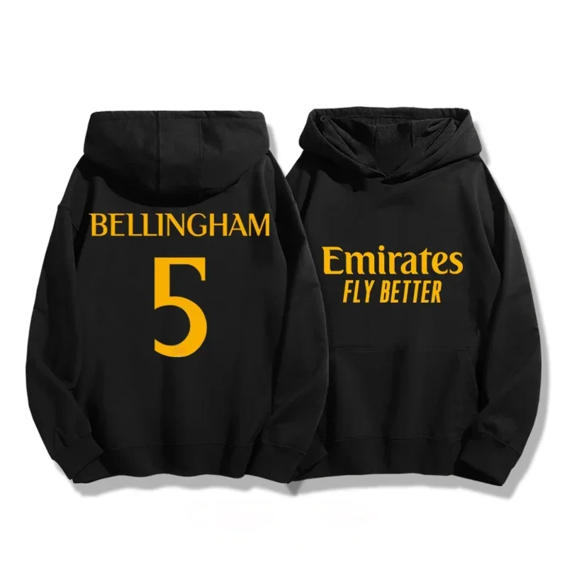 26 الرجال/أطفال كرة القدم الخريف/الشتاء هوديي مدريد رقم 5/10 التدريب الرياضة الجري هوديي المرأة الشارع فضفاض معطف عصري غير رسمي #2