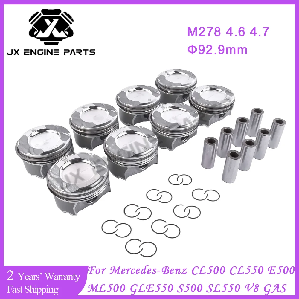 M278 Engine Φ92.9mm Piston & Piston Ring Set For Mercedes-Benz 4.6 4.7 CLS500 CLS550 CL550 E500 E550 GL450 S500 S550 4.6L 4.7L