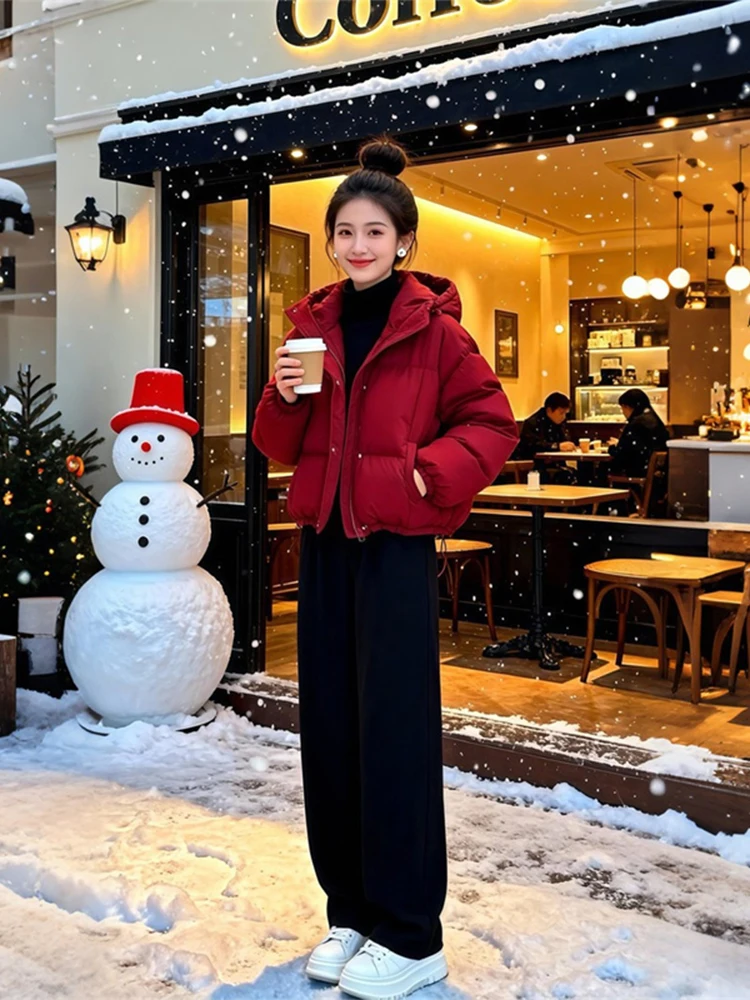 

Женская зимняя хлопковая куртка с капюшоном, универсальная, теплая, в корейском стиле, для повседневной носки, длинная, на молнии...