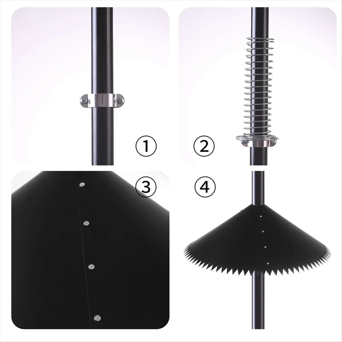 A20I Squirrel Baffle for Bird Feeder Pole,3-Piece Spring Pole Mount Stopper&Bird Baffle for Outdoor Pole Mount-19inch
