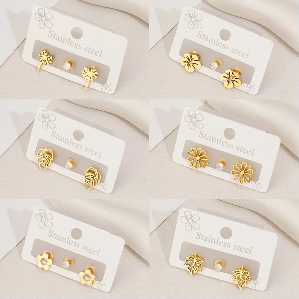 Bohemia Plant Dandelion Flower Simple Stud Earrings For Girls Piercing Cartilage Ear Gold Woman Stainless Steel Earrings