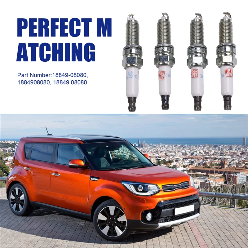 

A80X-4Pcs Spark Plug For HYUNDAI / KIA 1.6L (1591Cc) DOHC L4 TURBO 2015-2023 18849-08080