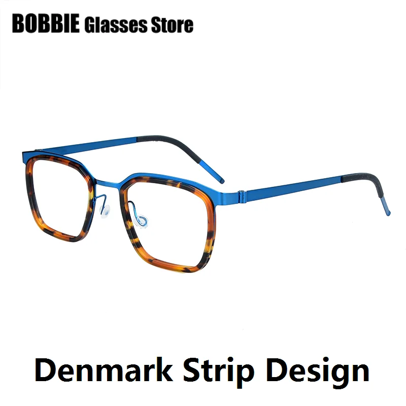 

Square Business Eyeglasses Screwless Handmade Denmark Brand Ultralight Men Women Spectacles Acetate Titanium Strip Glasses Frame