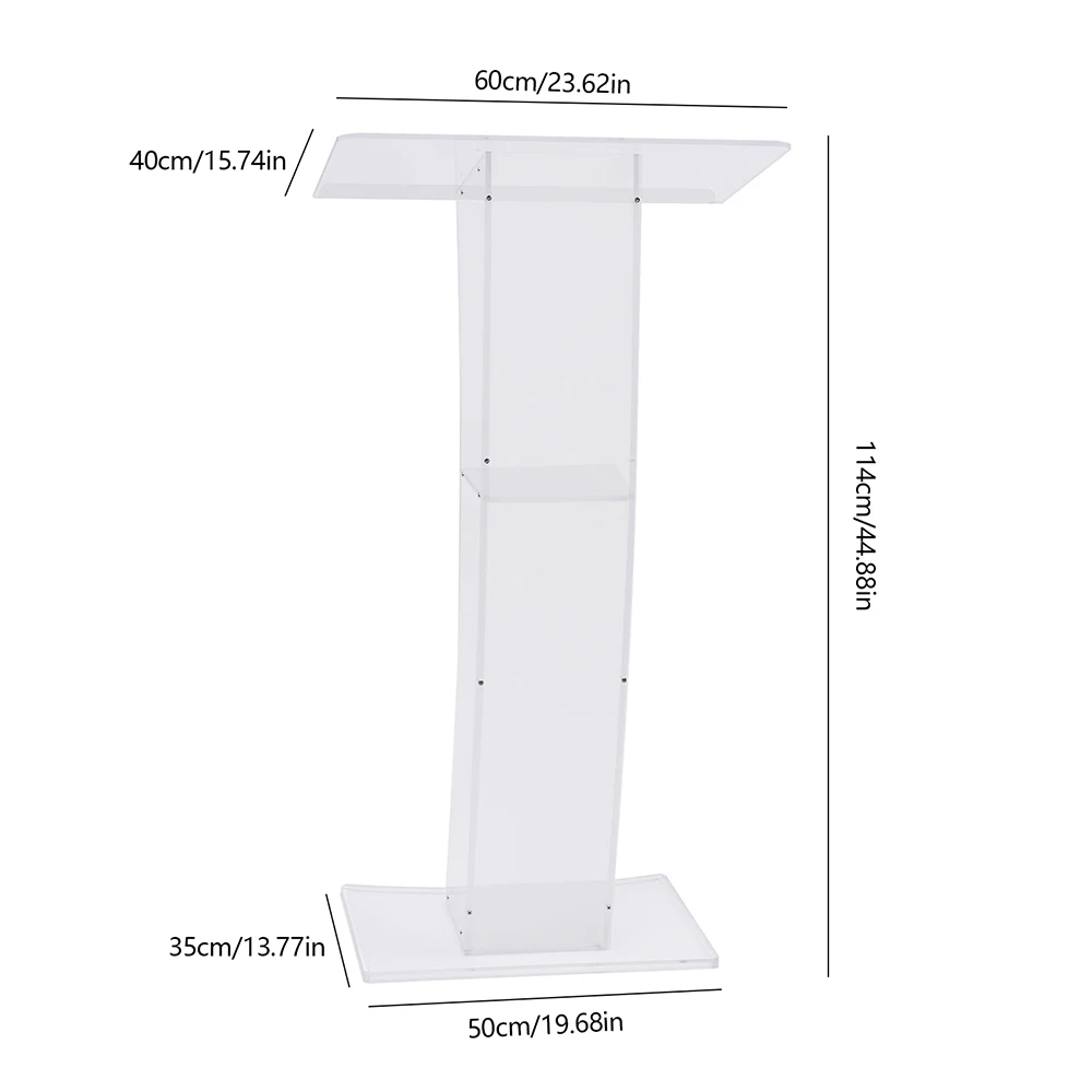 อะคริลิคใส Podium Plexiglass Pulpit School Conference Church Curve Lectern