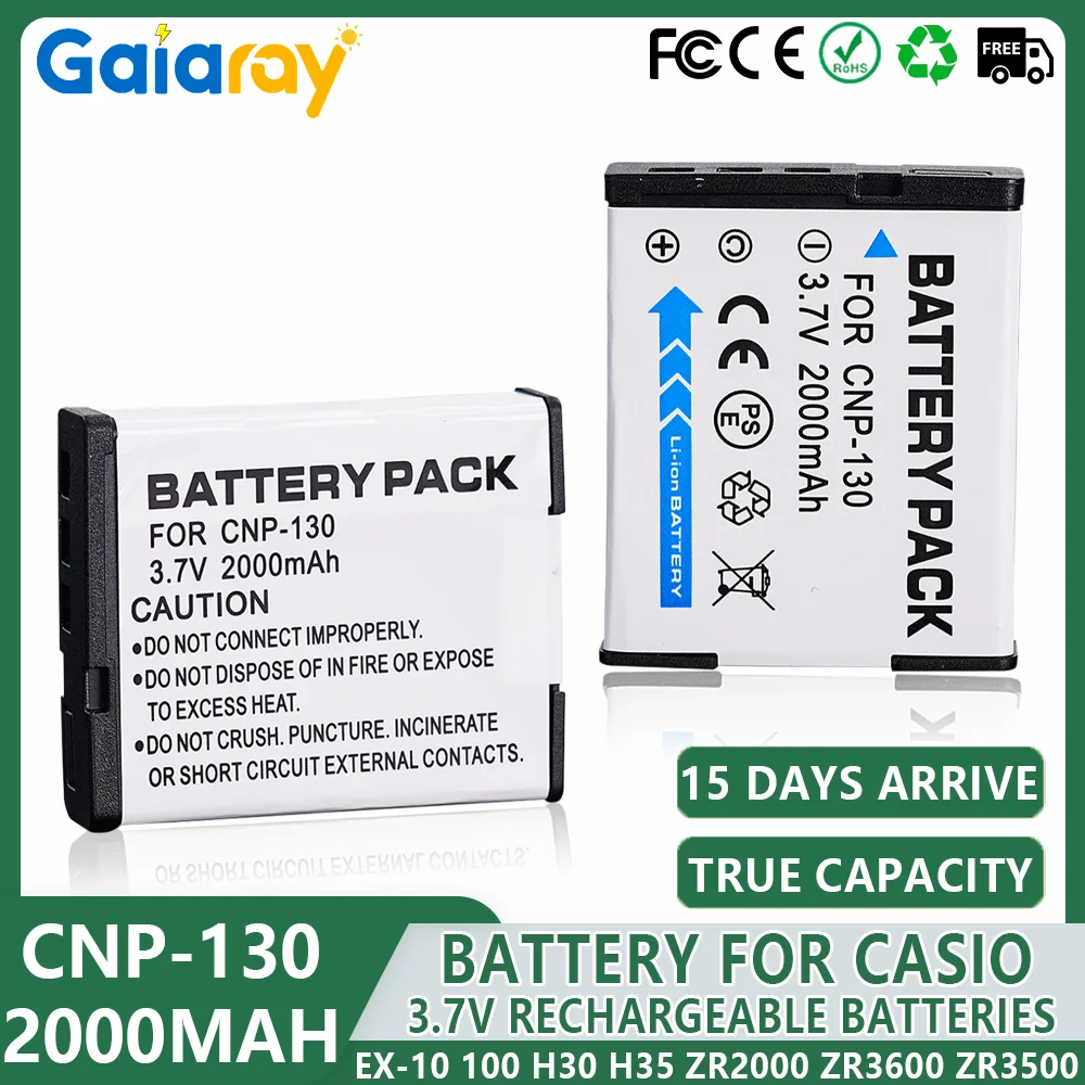 1-6Pcs NP-130 CNP-130 NP130 Camera Battery 3.7V 2000mAh For CASIO EX-10 100 H30 H35 ZR2000 ZR3600 ZR3500 ZR3700 ZR5500 ZR400