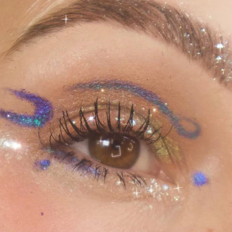 1 Stuks Parelmoerachtige Vloeibare Oogschaduw Sterren Gebroken Diamanten Glitter Oogschaduw Waterdichte Pailletten Liggend Zijderups Oogmake-Up Cosmetisch