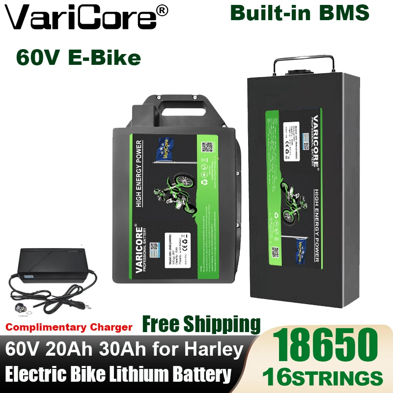 STOCK ue 60V 20ah/30ah batterie au Lithium de vélo électrique étanche puissance 2400W BMS pour vélo Scooter moto avec chargeur