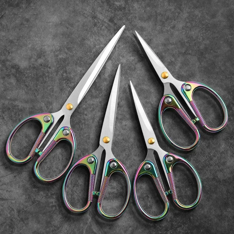 Color Titanium Plating Stainless Steel Household  Cut Paper Scissors Sewing Scissors For Needlework Tailor Fabric DIY Tool