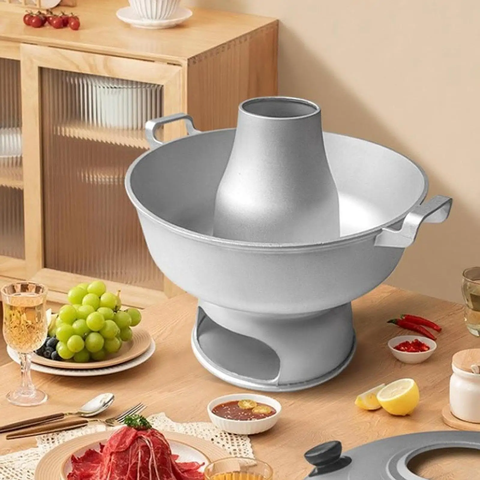 

Charcoal Hot Pot Camping Compact Stockpot Home Use Thickened Cookware Multipurpose Cooking with Lid Shabu Pot Cooker Hotpot