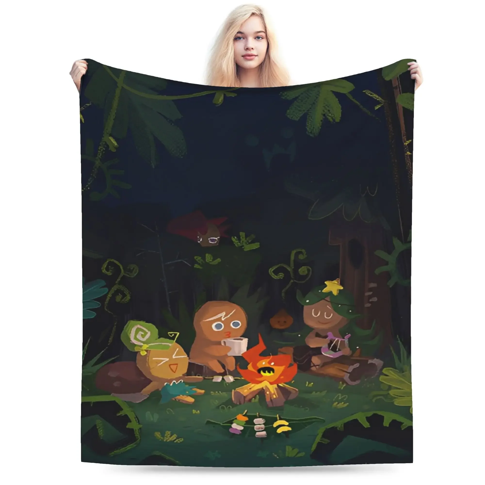 

Плед из фланели с принтом Cookie Run Kingdom, мягкое теплое покрывало для спальни, офиса, путешествий, идея для подарка на заказ