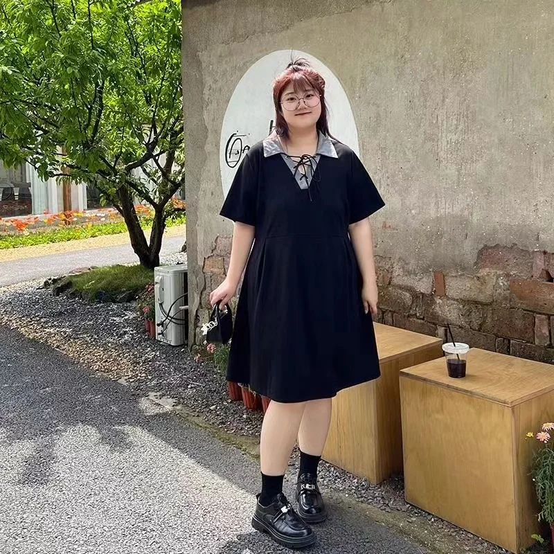 Duży rozmiar 150kg z krótkim rękawem Casual bawełniana sukienka damska lato luźna gruba dama Oversize T-Shirt sukienki na odzież damska