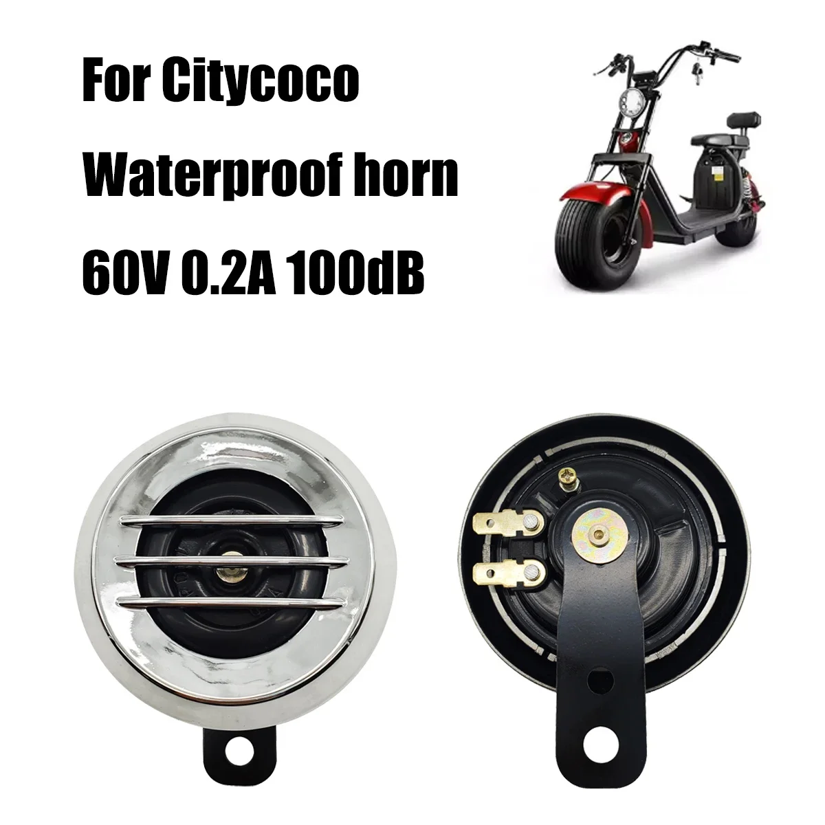 

Universal Waterproof Motorcycle Round Electric Horn For Citycoco DC 60V 0.2A 100dB Harley Electric Scooter
