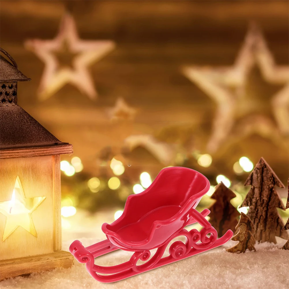 

12Pcs Christmas Sleigh Decoration Miniature Plastic Sleighs for Table Desktop Xmas Tree Ornaments Festive Holiday Decor