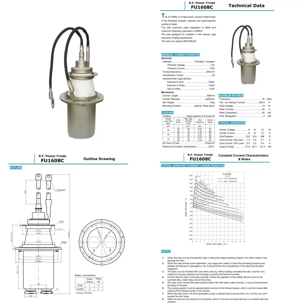 BEIJING Original China FU1608C Electron Triode Oscillator Oscillation Tube Lamp Power Tube for Machine
